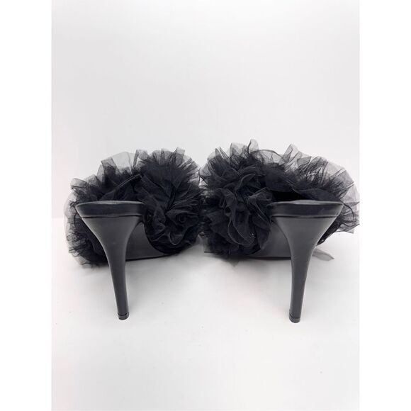 Azalea Wang Pointed Toe Heels Size 7 Black Birdie Fabric Upper Slip On - Picture 4 of 13